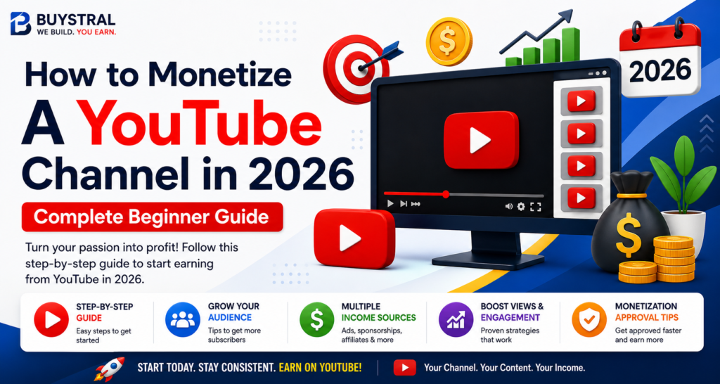 How to monetize a YouTube channel in 2026 complete beginner guide with YouTube growth, earnings, and monetization strategies